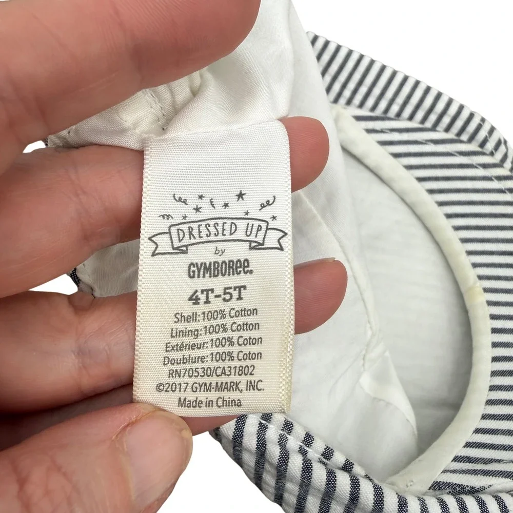Gymboree Boys Seersucker Stripe Newsboy Flat Cap Hat Blue White 4T-5T Dressed Up